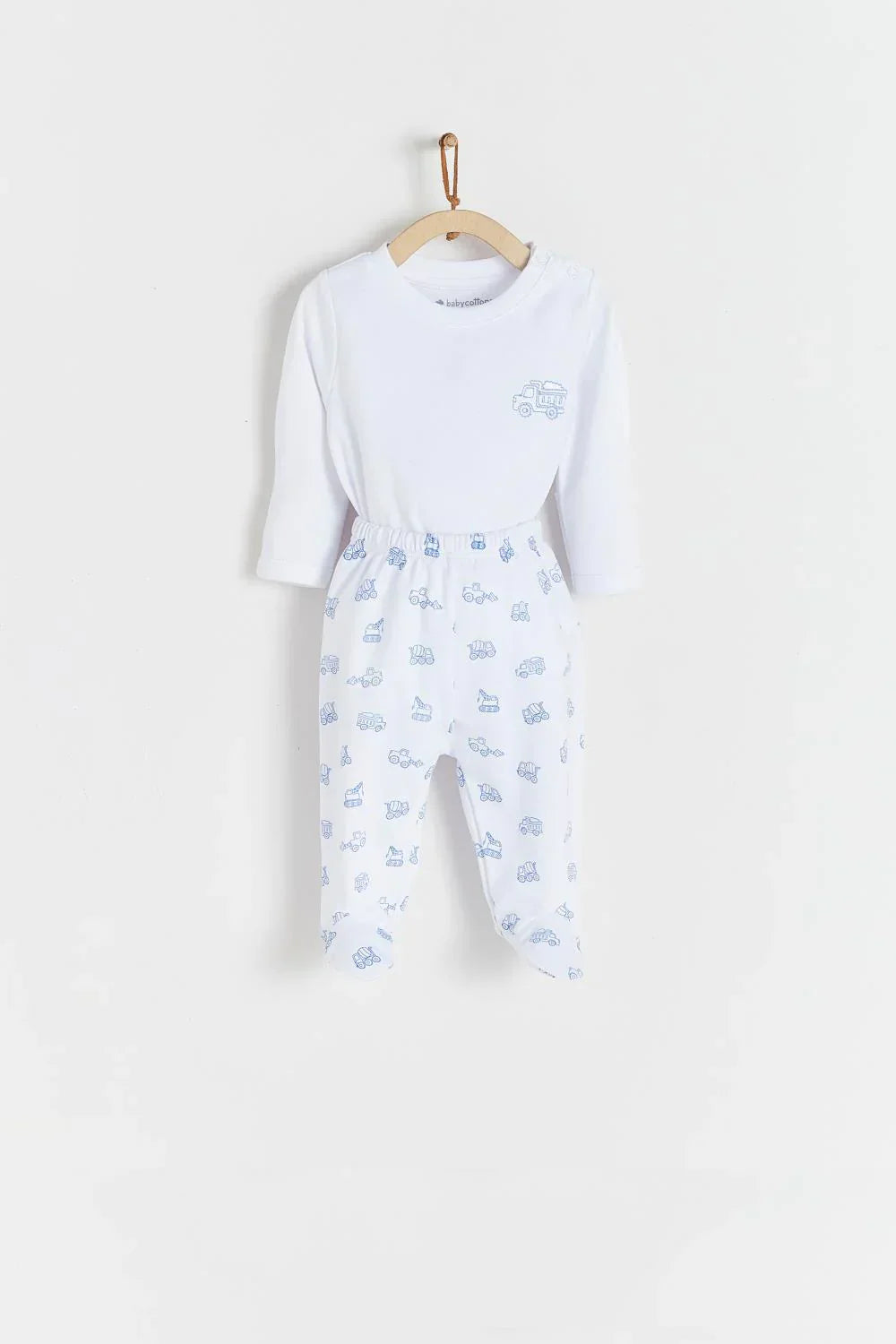 Babycottons Trucks Bodysuit & Pants Set - Blue - Luna Baby Store Miami
