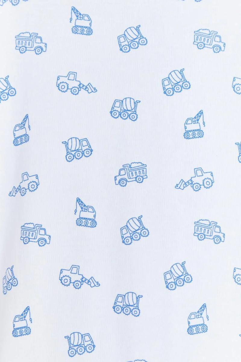 Babycottons Trucks Pajama Snap Footie - Blue