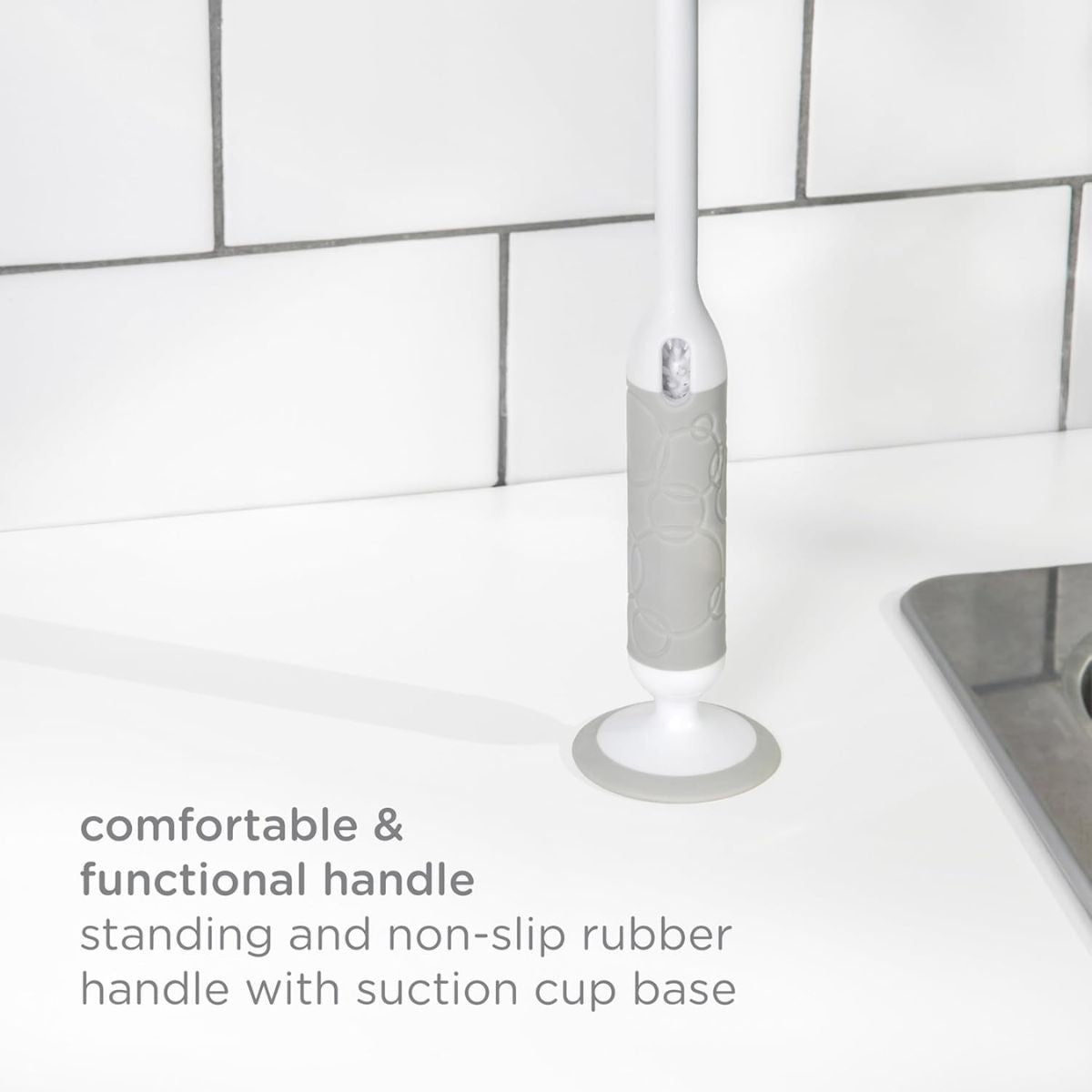 Ubbi Deluxe Baby Bottle Brush - Grey on Luna Baby Store Miami