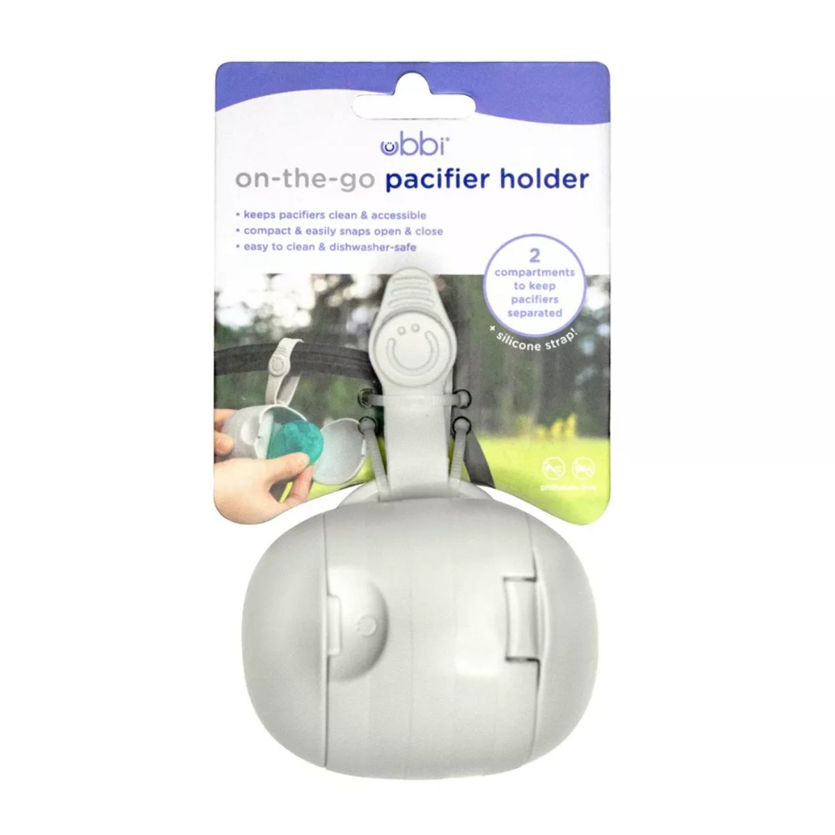 Ubbi On-The-Go Pacifier Holder - Grey