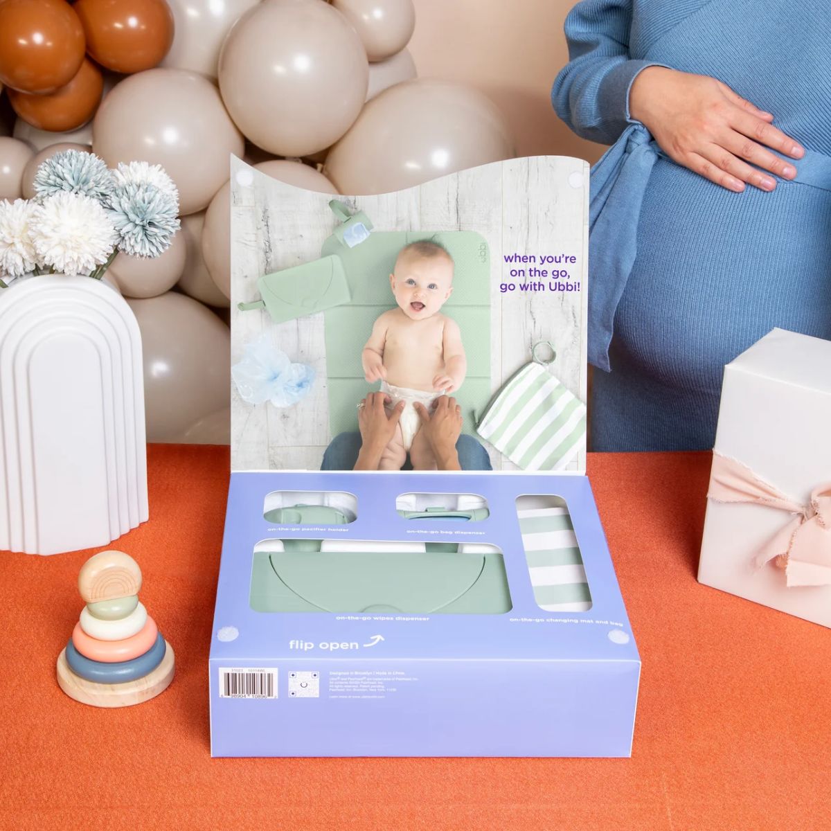 Ubbi On-the-Go Diaper Changing Gift Set 4-Piece - Sage on Luna Baby Store Miami