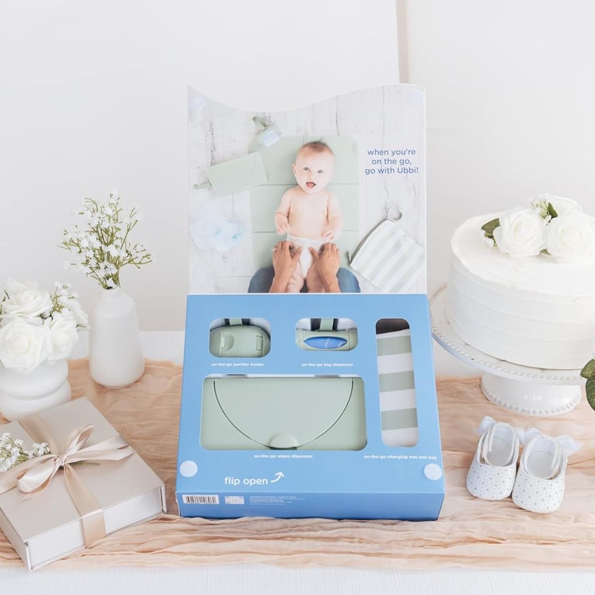 Ubbi On-the-Go Diaper Changing Gift Set 4-Piece - Sage on Luna Baby Store Miami