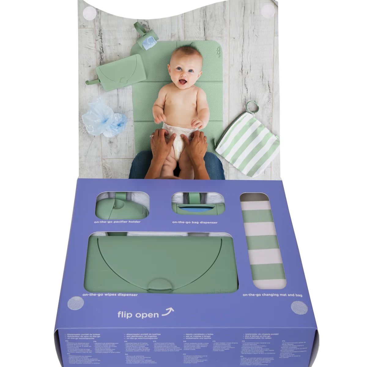 Ubbi On-the-Go Diaper Changing Gift Set 4-Piece - Sage