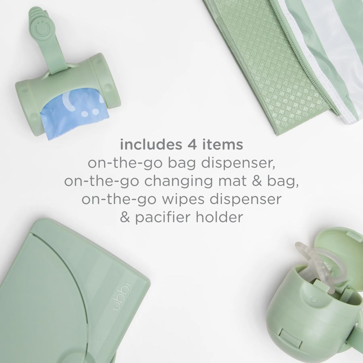Ubbi On-the-Go Diaper Changing Gift Set 4-Piece - Sage