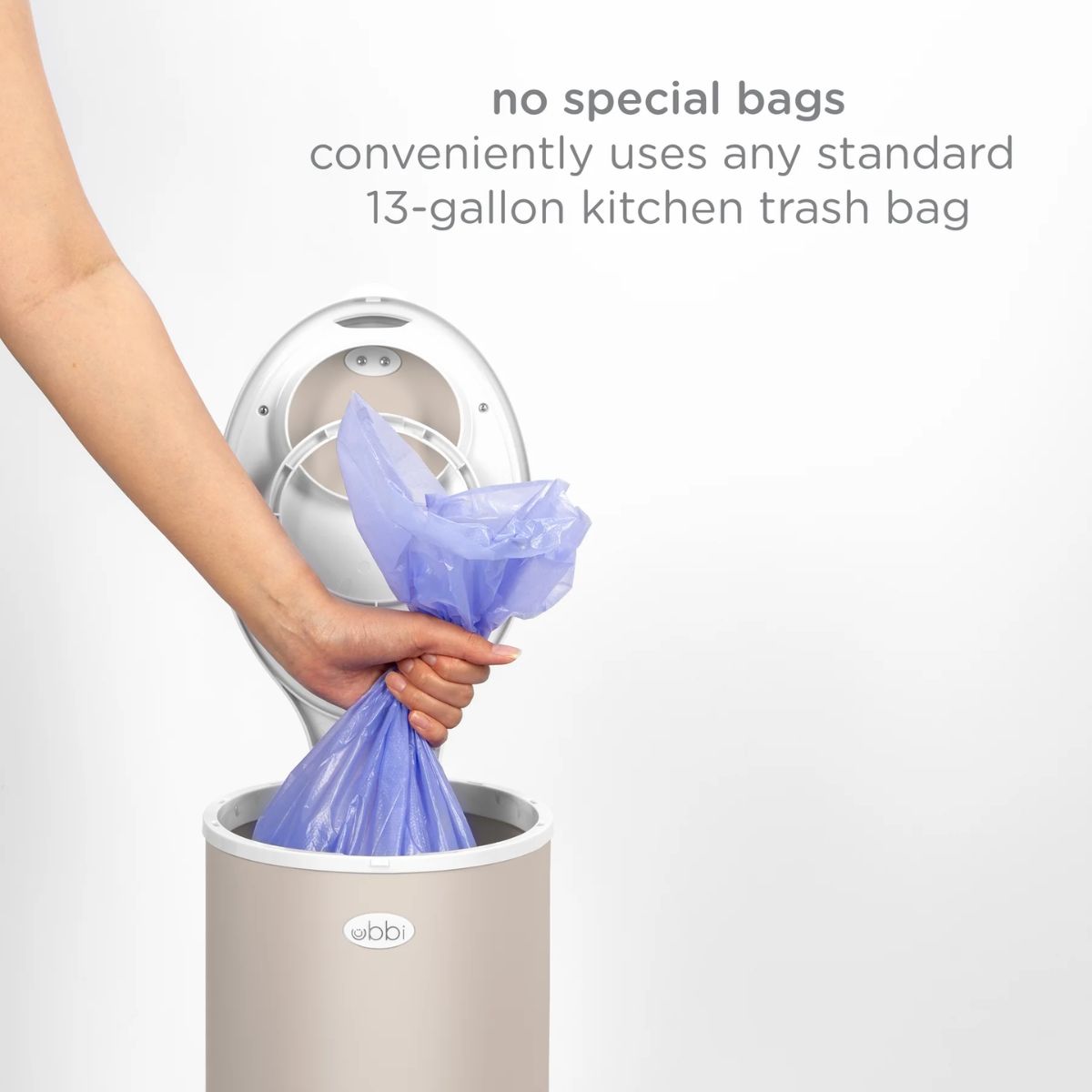 Ubbi Steel Diaper Pail Odor Control System - Taupe