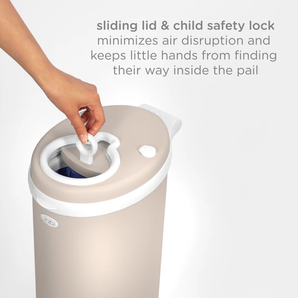 Ubbi Steel Diaper Pail Odor Control System - Taupe on Luna Baby Store Miami