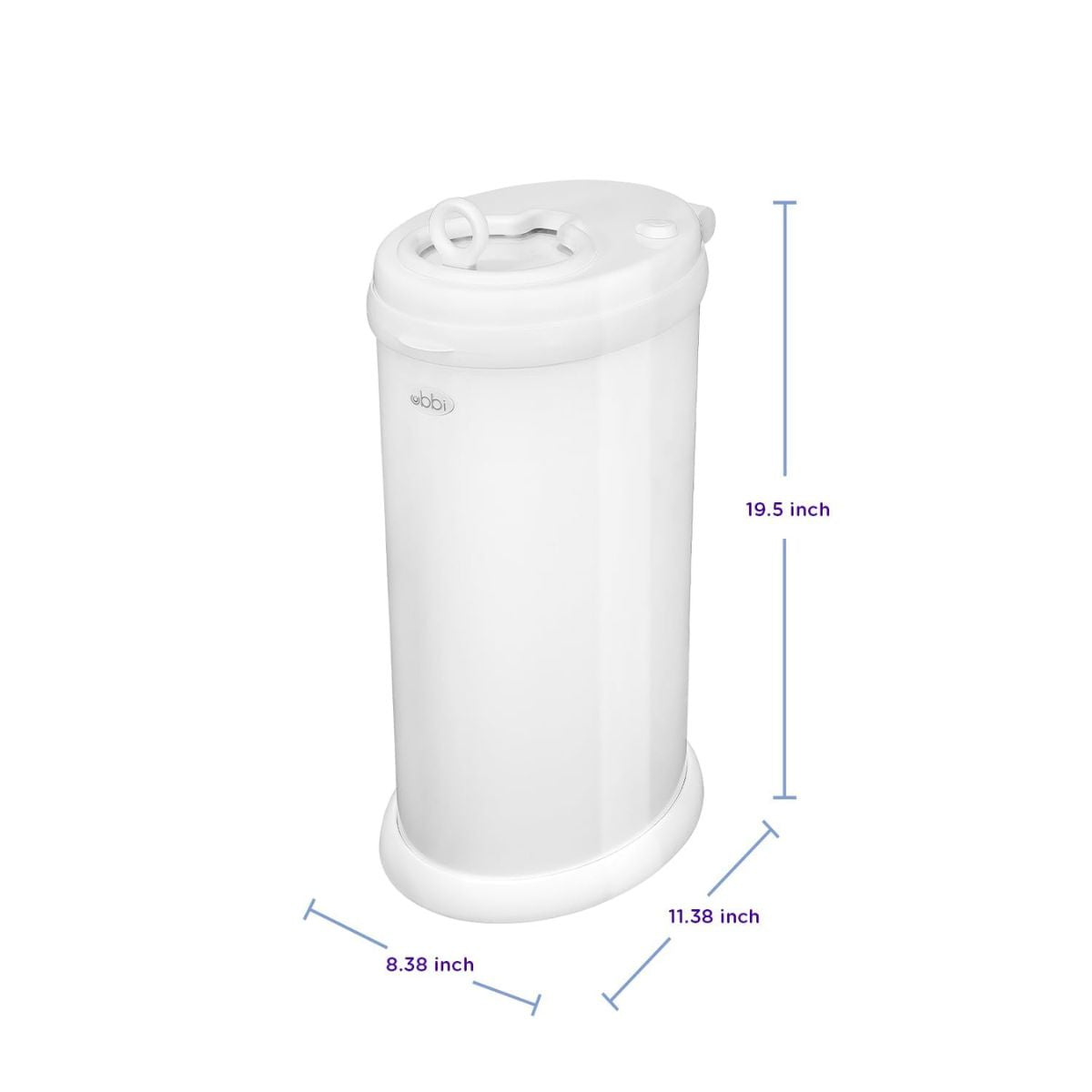 Ubbi Steel Diaper Pail Odor Control System - White on Luna Baby Store Miami