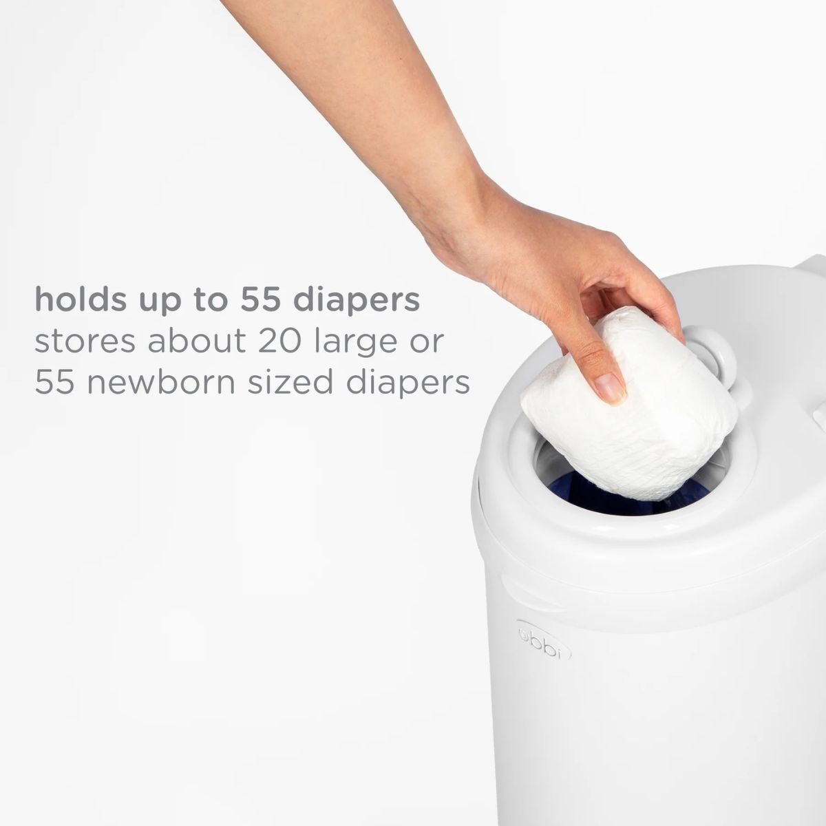 Ubbi Steel Diaper Pail Odor Control System - White on Luna Baby Store Miami