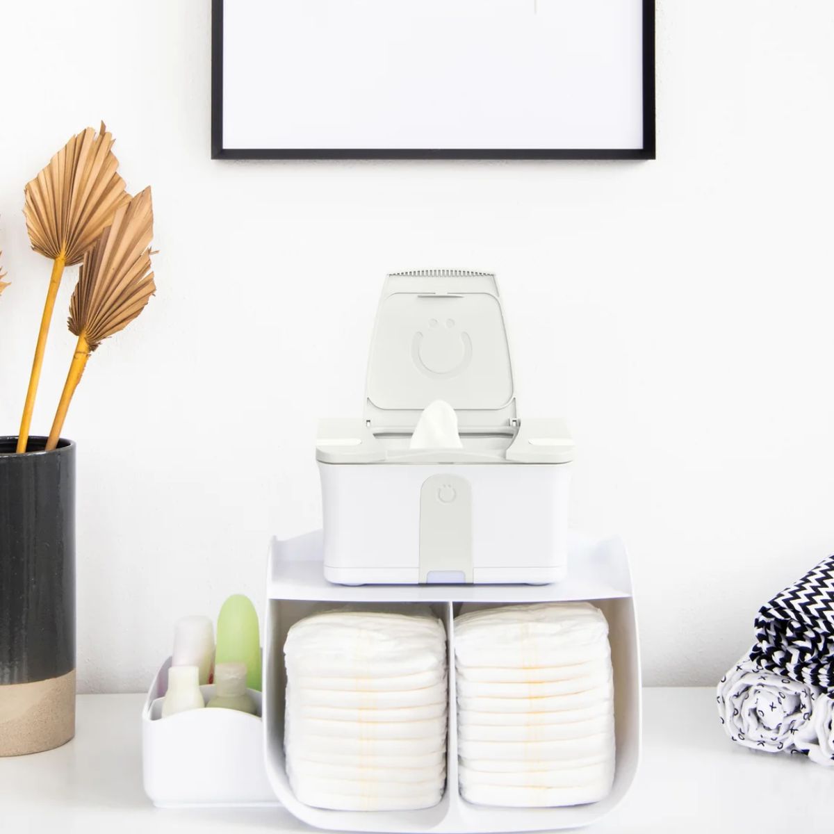 Ubbi Tabletop Diaper Caddy - White on Luna Baby Store Miami