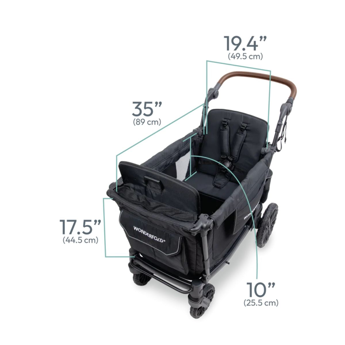 WonderFold L2 Double (2 Seater) Stroller Wagon - Black