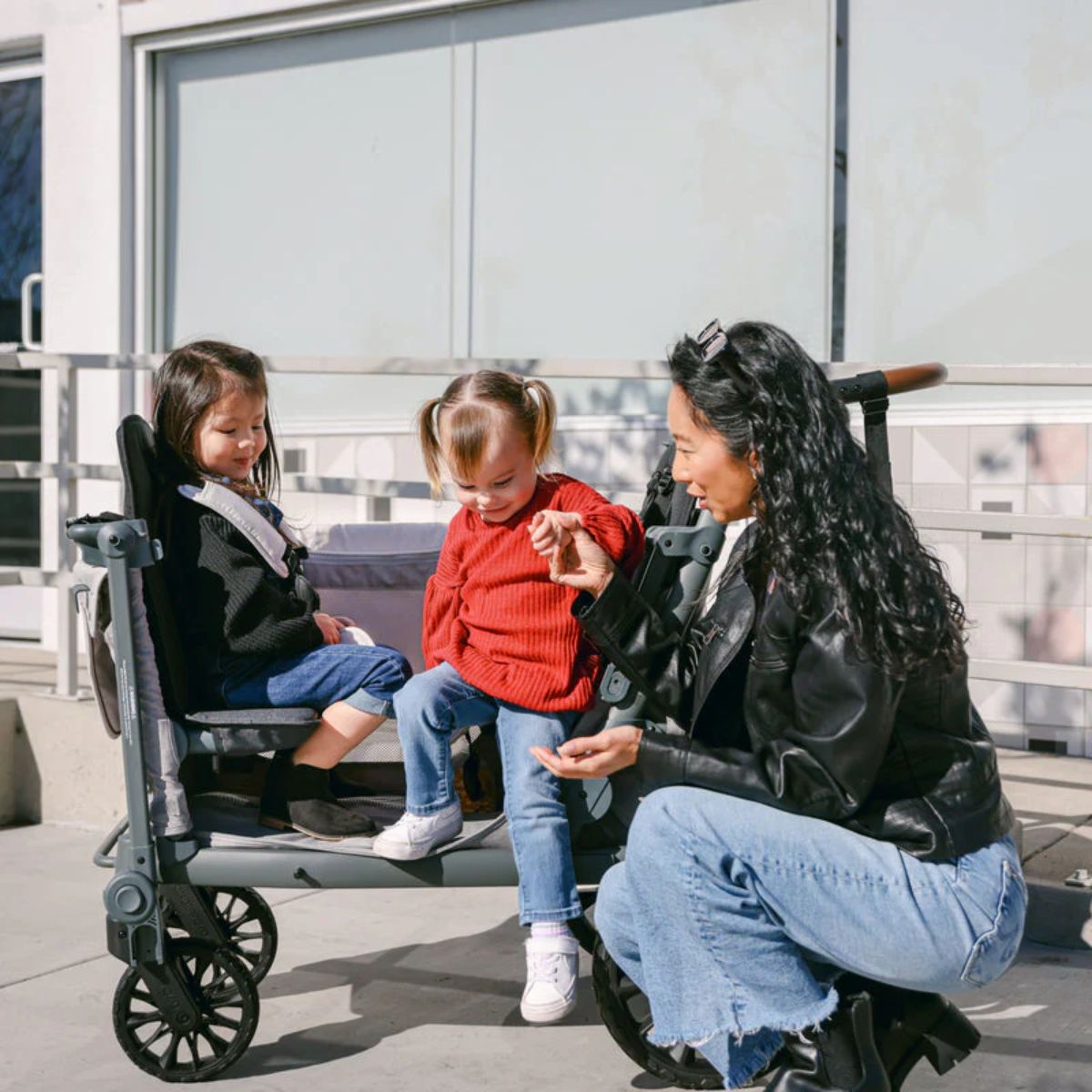 WonderFold L2 Double (2 Seater) Stroller Wagon - Black