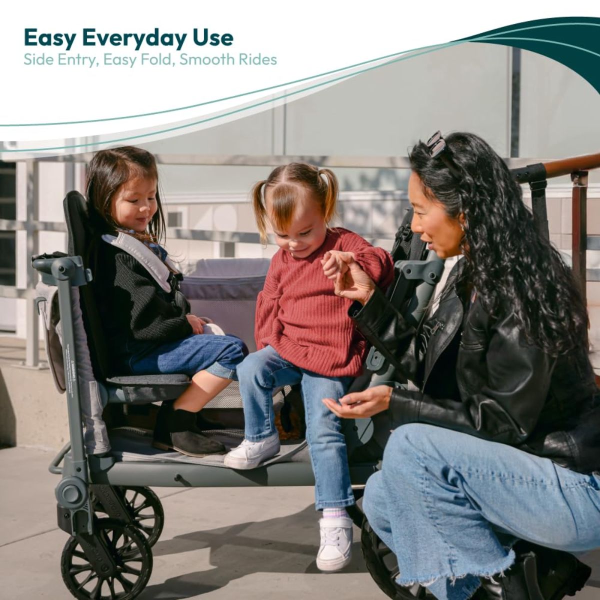 WonderFold L2 Double (2 Seater) Stroller Wagon - Gray