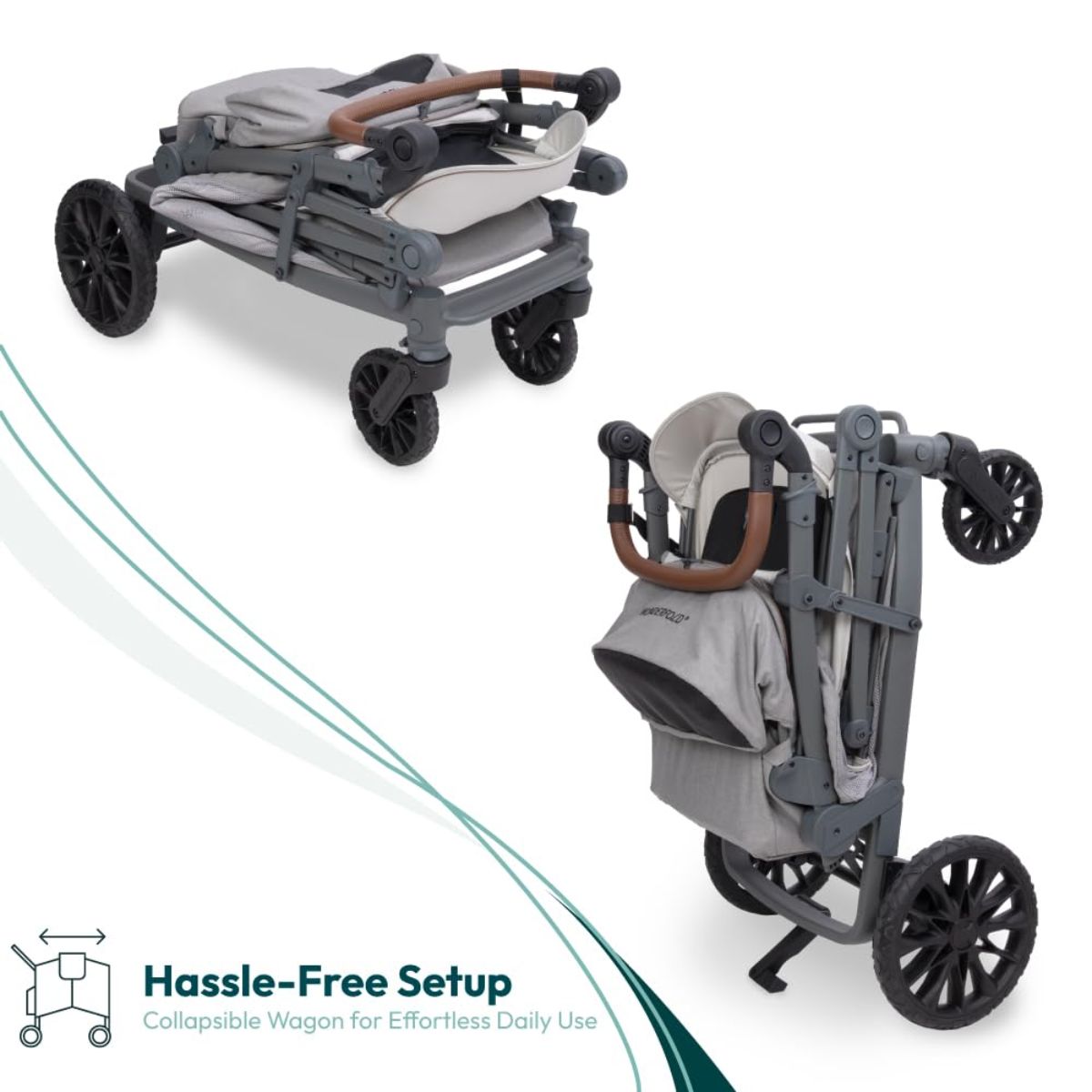 WonderFold L2 Double (2 Seater) Stroller Wagon - Gray