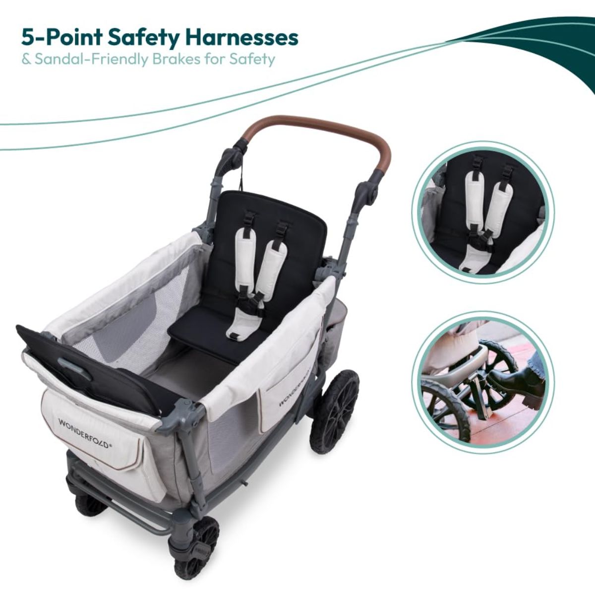 WonderFold L2 Double (2 Seater) Stroller Wagon - Gray