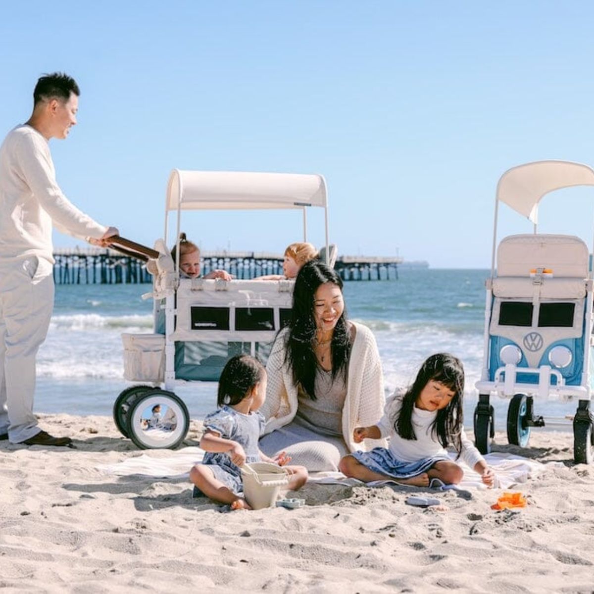 WonderFold VW2 Volkswagon Double (2 Seater) Stroller Wagon - Sage Green