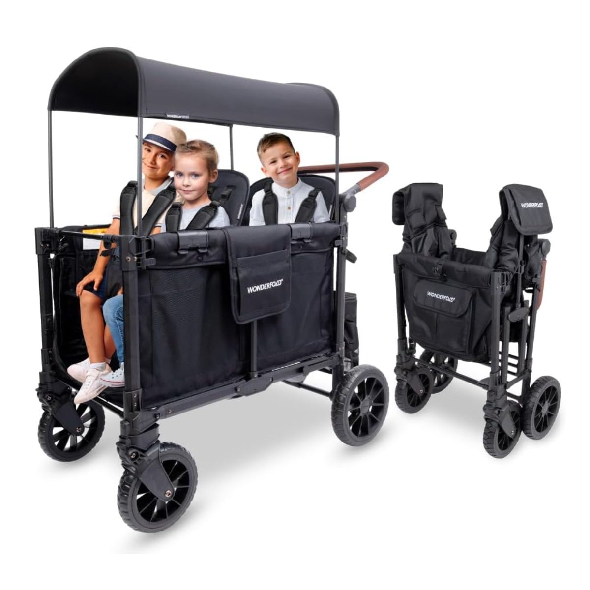 WonderFold W4 Luxe Pro (4 Seater) Stroller Wagon - Jet Black
