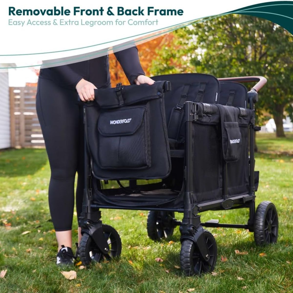 WonderFold W4 Luxe Pro (4 Seater) Stroller Wagon - Jet Black