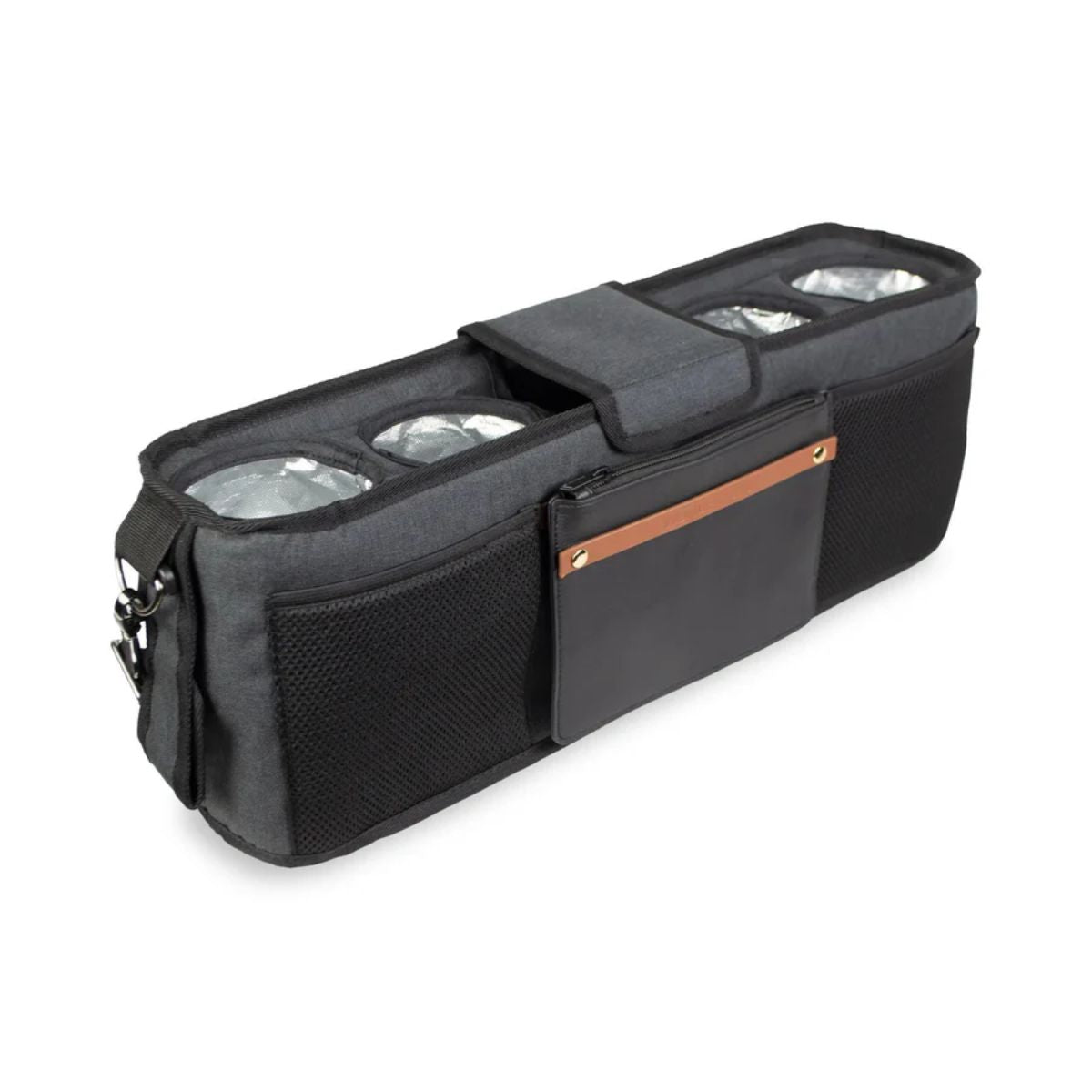 Wonderfold Large Parent Console with Insulated Cup Holders - Volcanic Black