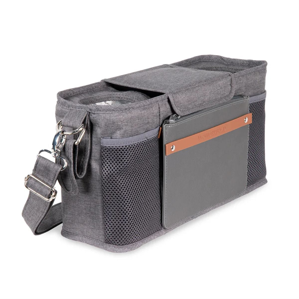Wonderfold Small Parent Console with Insulated Cup Holders - Gray