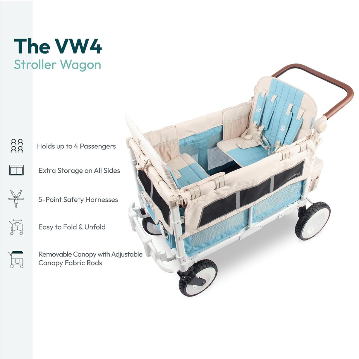 Wonderfold VW4 Edition Quad Stroller in Bondi Blue