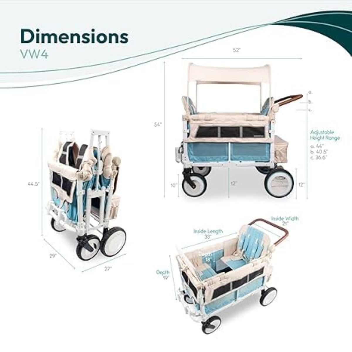 Wonderfold VW4 Edition Quad Stroller in Bondi Blue