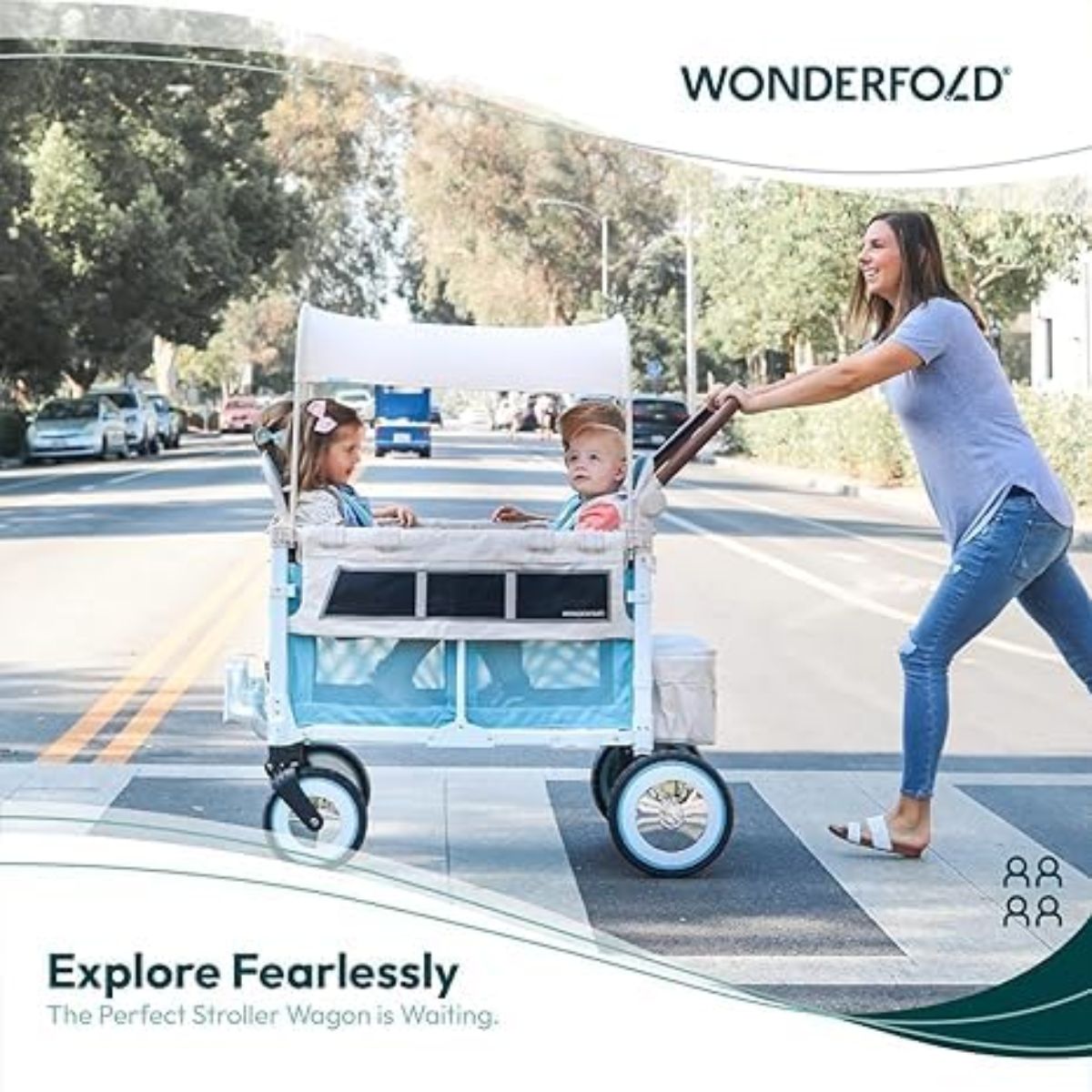 Wonderfold VW4 Volkswagen Stroller Wagon in Sage Green