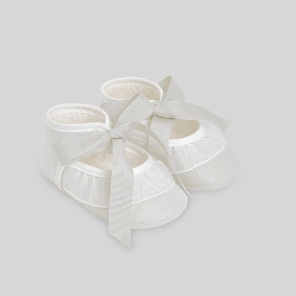 Woven Newborn Girl Shoes Esencial - Cream