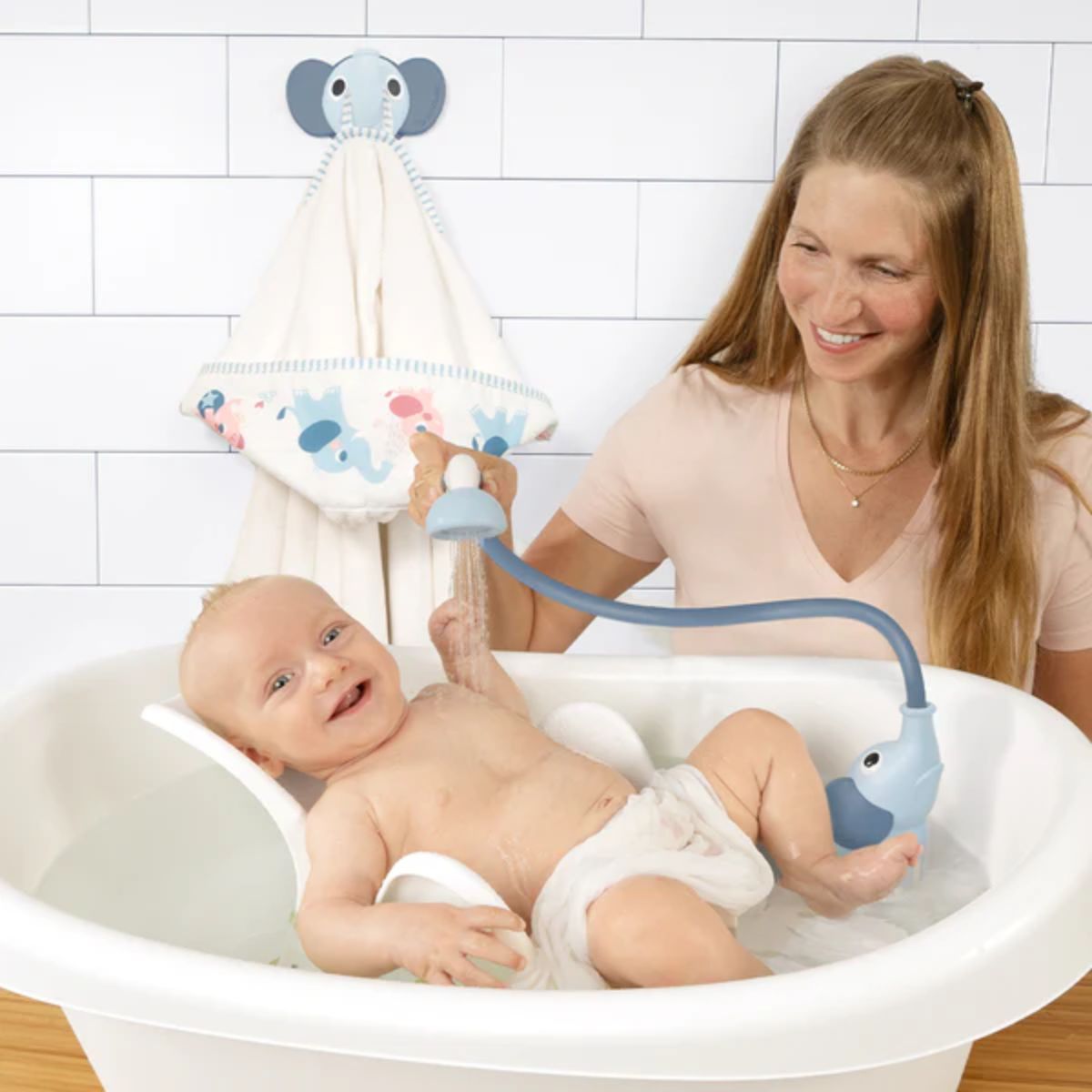 Yookidoo Bath Set Elephant Baby Shower 0-24M - Cloudy Blue on Luna Baby Store Miami
