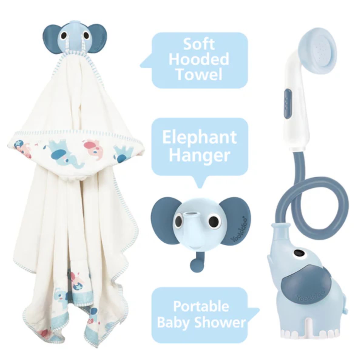 Yookidoo Bath Set Elephant Baby Shower 0-24M - Cloudy Blue on Luna Baby Store Miami
