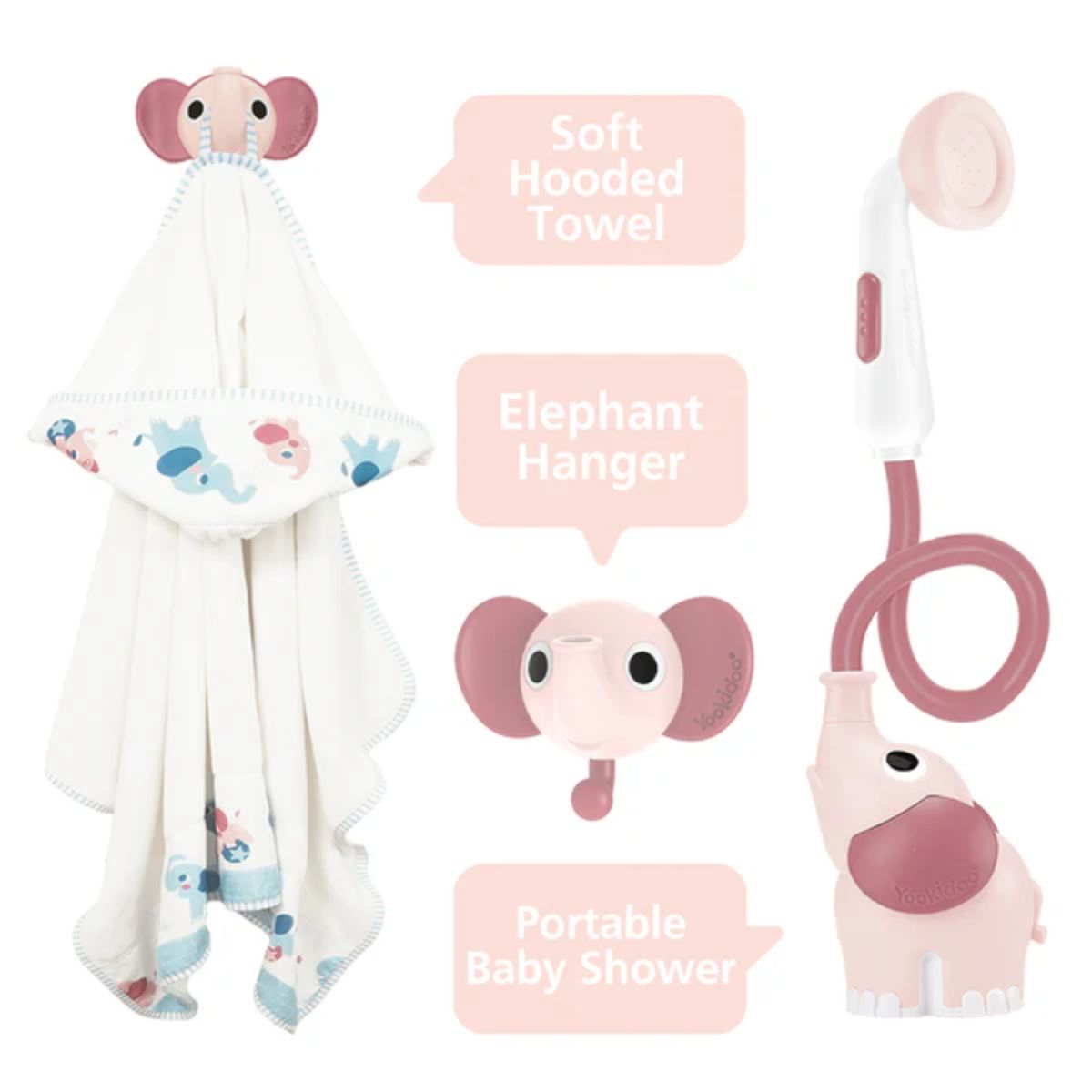 Yookidoo Bath Set Elephant Baby Shower 0-24M - Pink