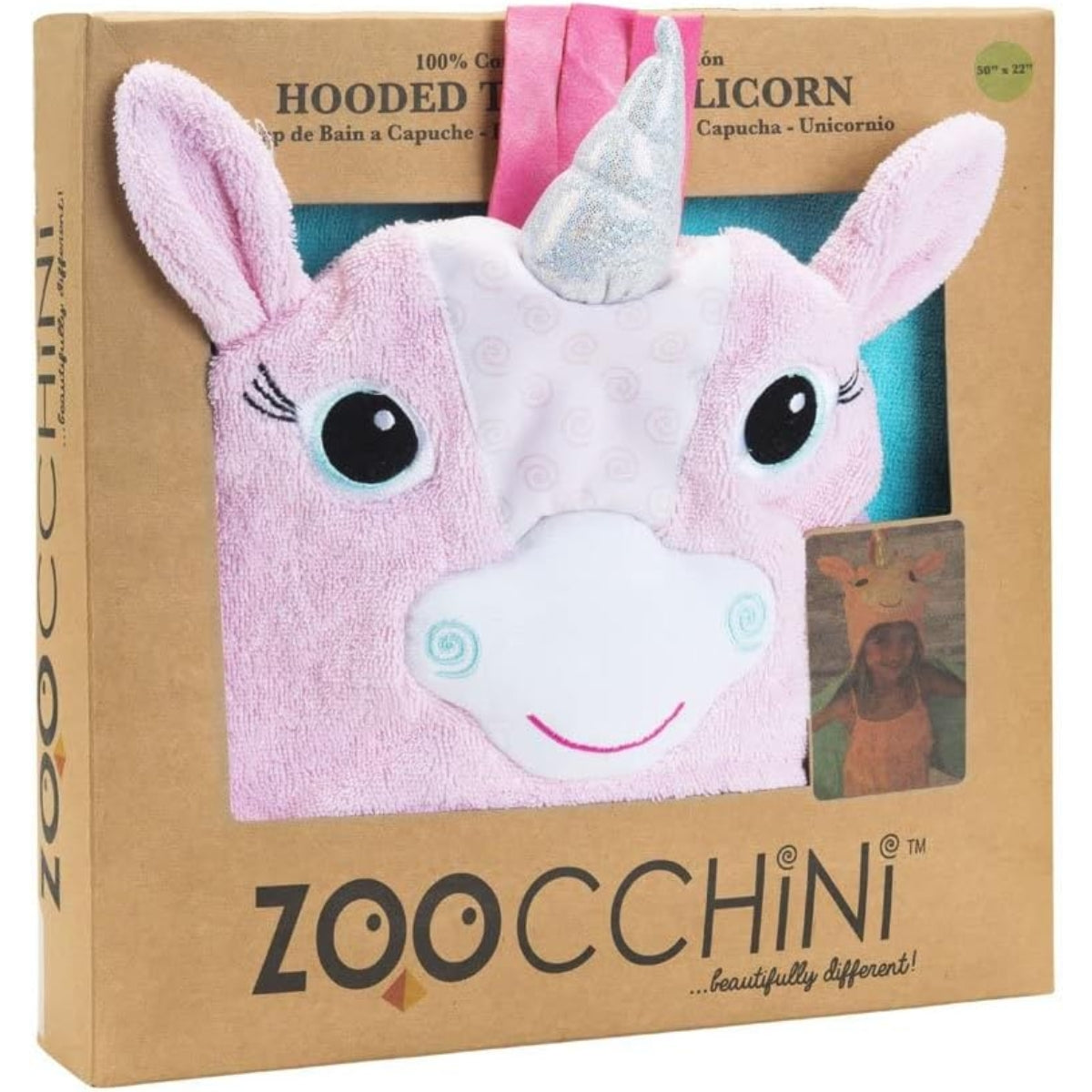 Zoocchini Kids Plush Terry Hooded Bath Towel - Allie the Alicorn on Luna Baby Store Miami