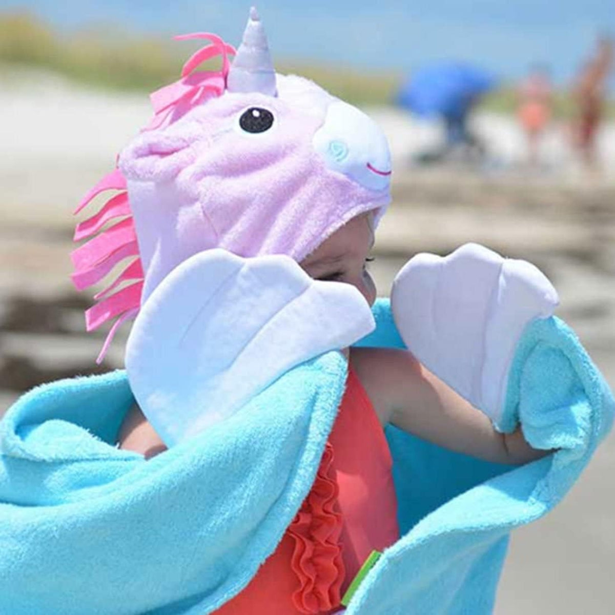 Zoocchini Kids Plush Terry Hooded Bath Towel - Allie the Alicorn
