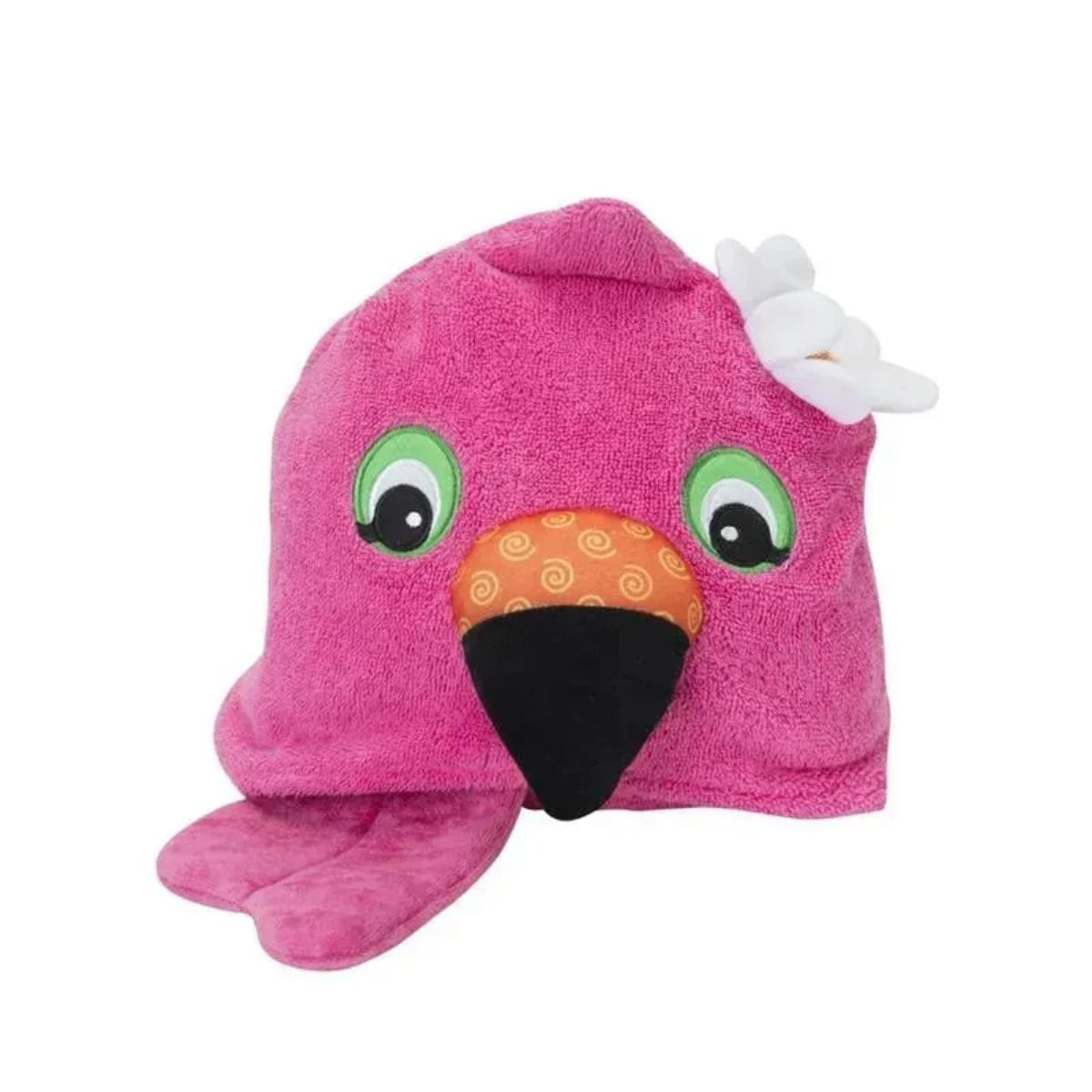 Zoocchini Kids Plush Terry Hooded Bath Towel - Franny the Flamingo on Luna Baby Store Miami