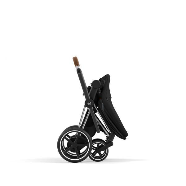 Cybex E-Priam 2 Stroller - Chrome/Brown Frame and Deep Black Seat Pack