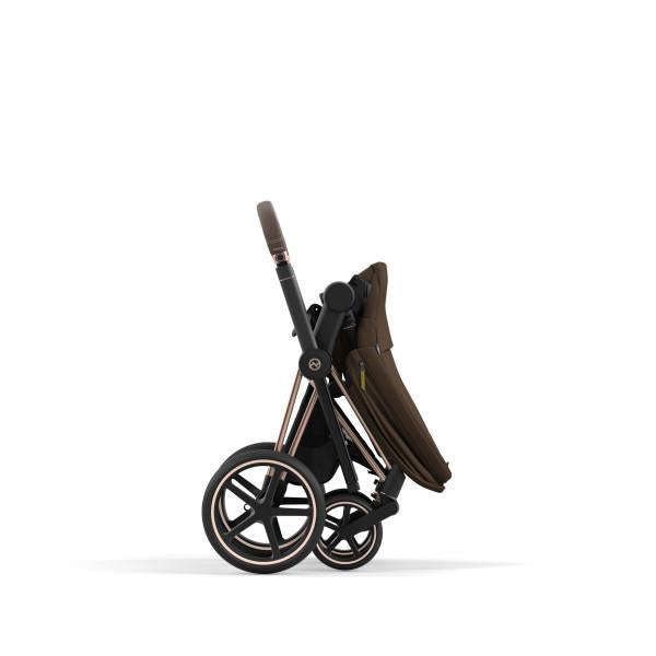 Cybex Priam 4 Stroller - Rose Gold/Brown Frame and Khaki Green Seat Pack - One Pull Harness System