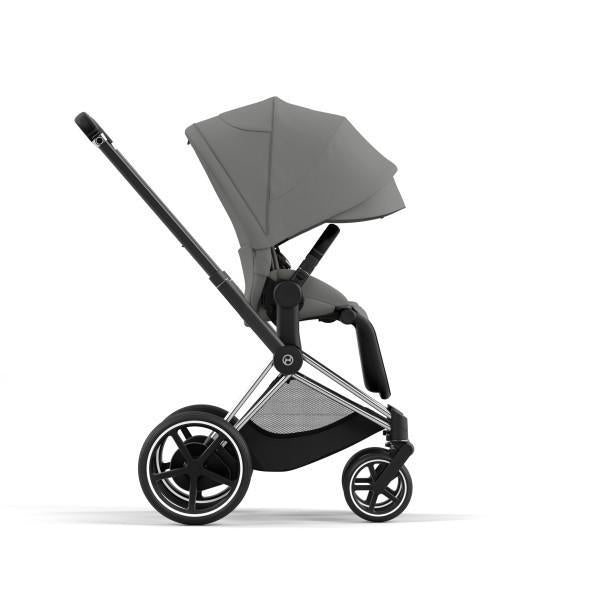 Cybex E-Priam 2 Stroller - Chrome/Black Frame and Soho Grey Seat Pack