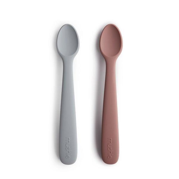 Mushie Silicone Feeding Spoons (Stone/Cloudy Mauve) 2-Pack