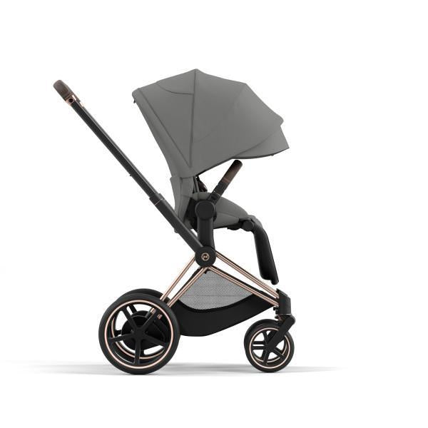 Cybex E-Priam 2 Stroller - Rose Gold/Brown Frame and Soho Grey Seat Pack