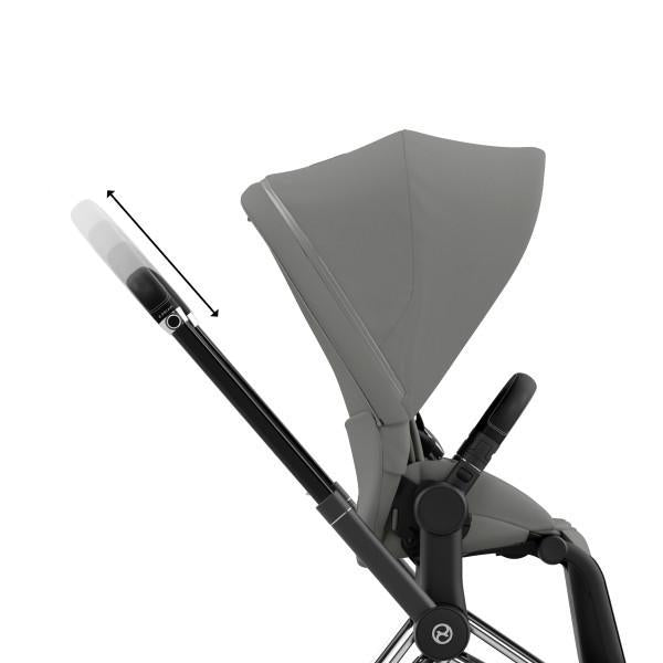 Cybex E-Priam 2 Stroller - Chrome/Black Frame and Soho Grey Seat Pack