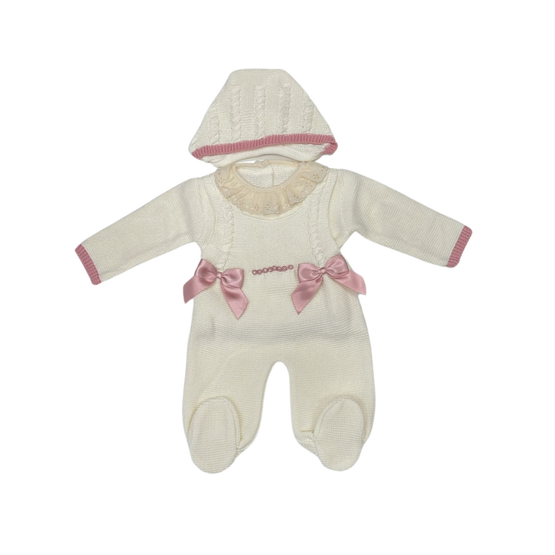 Luna Baby Knit Set Newborn - Beige & Pink