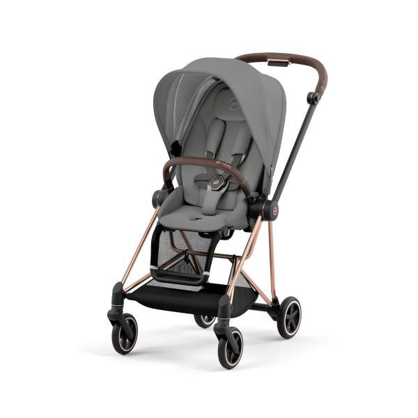 Cybex Mios 3 Stroller - Rose Gold/Brown Frame and Soho Grey Seat Pack - Breathable Comfort Seat