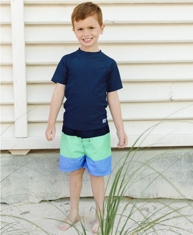 Rugged Butts Mint & Blue Color Block Swim Trunks