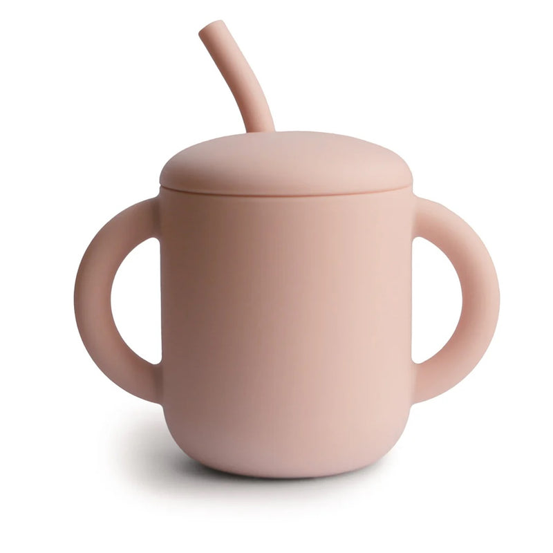 Mushie Silicone Training Cup + Straw - Blush