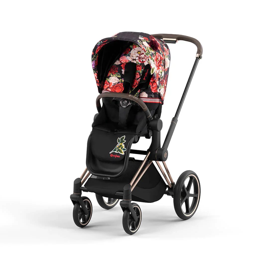 Cybex Priam 4 Complete Stroller Rose Gold - Spring Blossom Dark - Luna Baby Store Miami