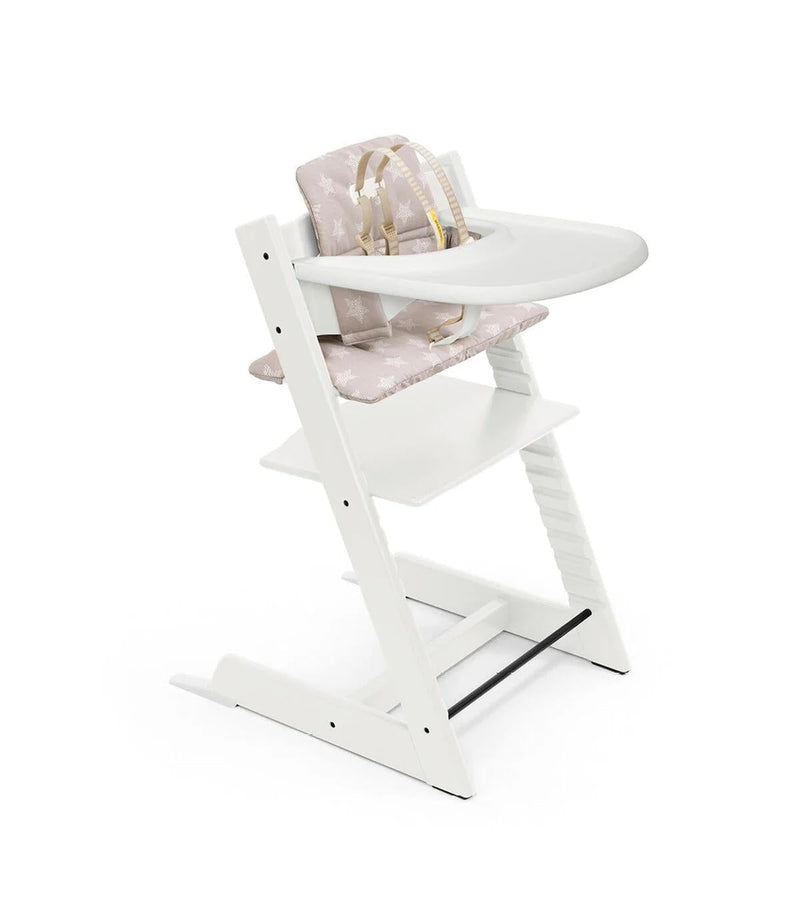 Stokke Tripp Trapp High Chair & Cushion With Tray - White/Silver Stars