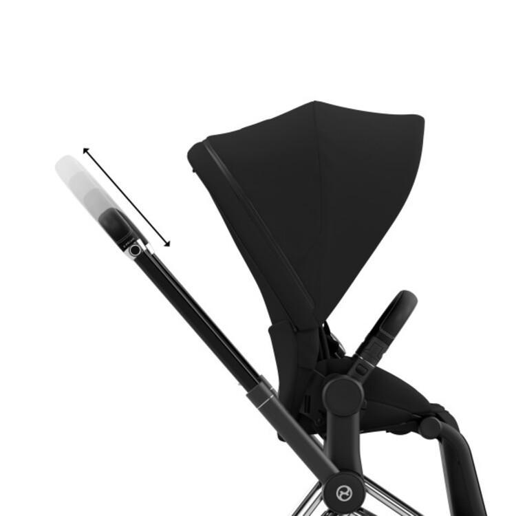 Cybex E-Priam 2 Stroller - Chrome/Black Frame + Deep Black Seat Pack