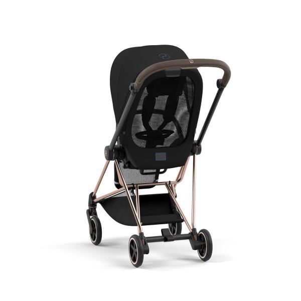 Cybex Mios 3 Stroller - Rose Gold/Brown Frame and Deep Black Seat Pack - Compact Fold and Smooth Ride