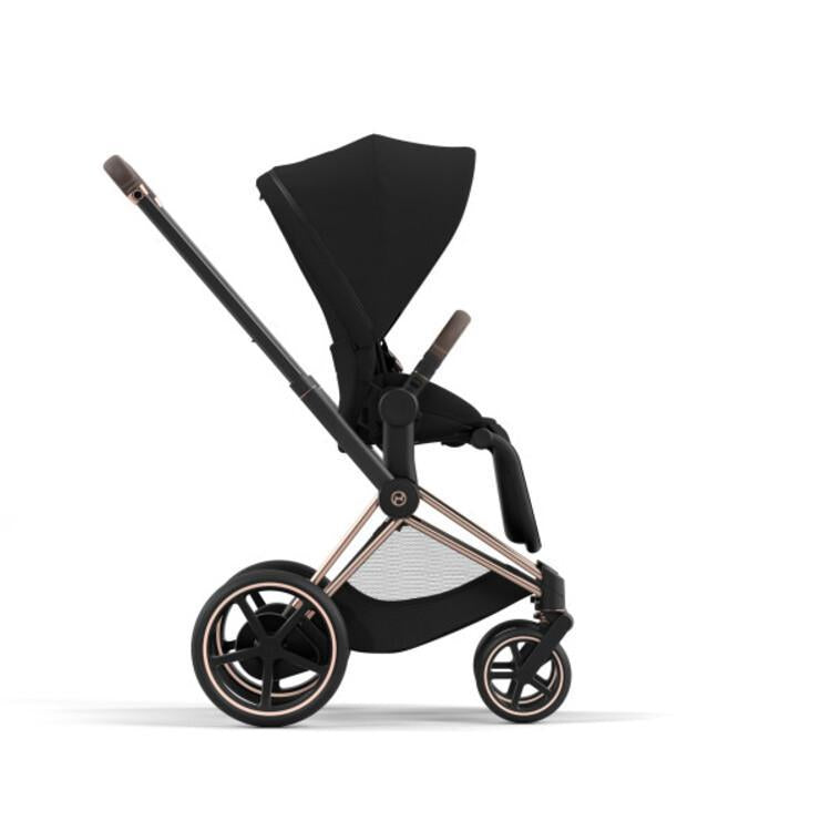 Cybex E-Priam 2 Stroller - Rose Gold/Brown Frame and Deep Black Seat