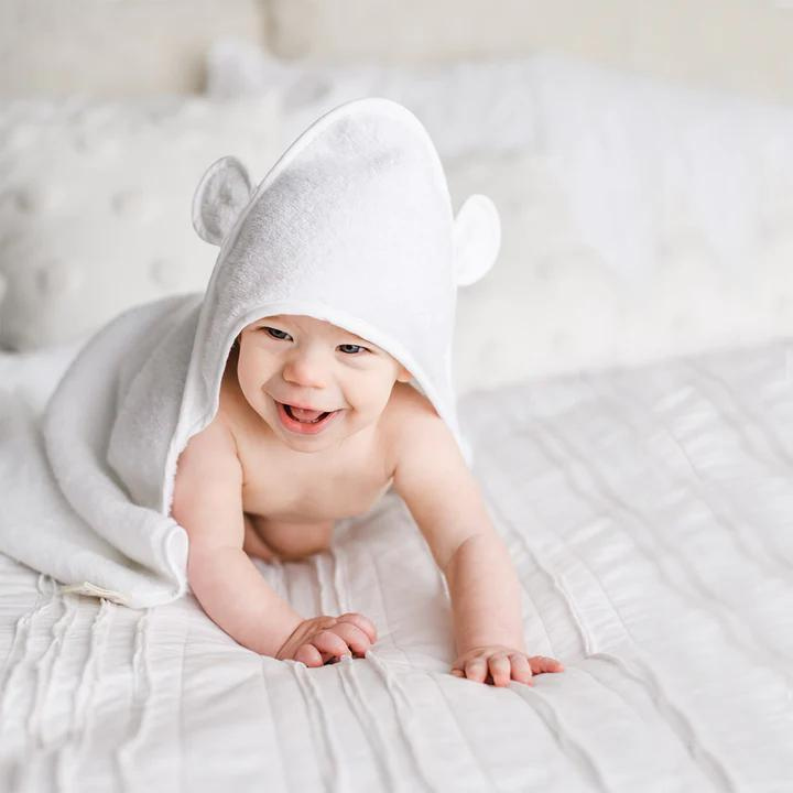 Natemia Organic Cotton Hooded Towel For Babies and Toddlers - White - Luna Baby Store Miami