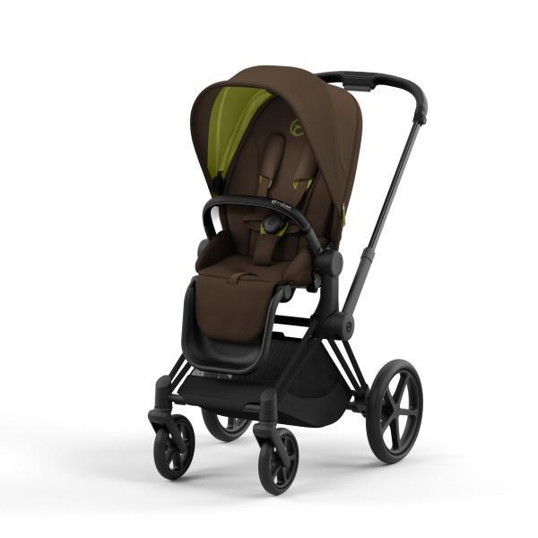 Cybex Priam 4 Stroller - Matte Black/Black Frame and Khaki Green Seat Pack